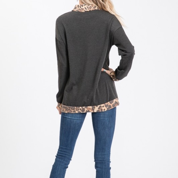 Zip Front Leopard Pullover - Picture 6 of 6